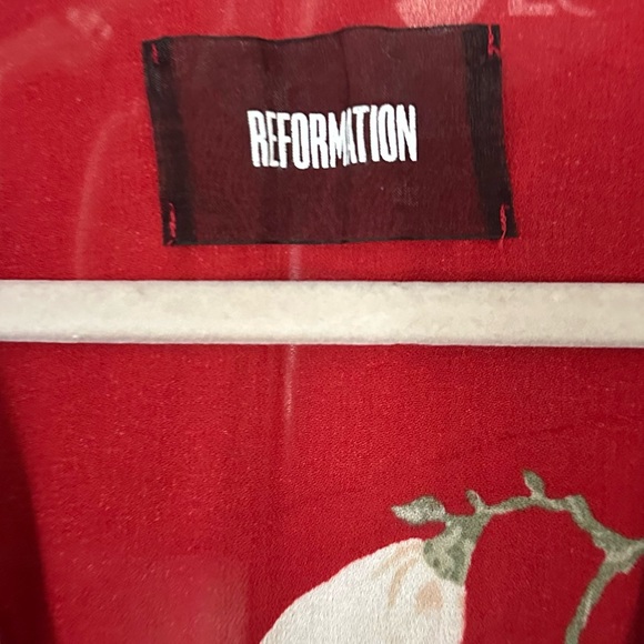 Reformation Red Collins Floral Wrap Mini Dress Size XS - Picture 10 of 11